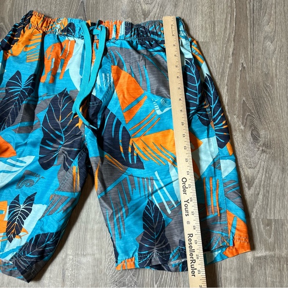 Kanu Surf Blue and Orange Palm Leaves Swim Board Shorts Liner Pockets Men’s M - Picture 3 of 10